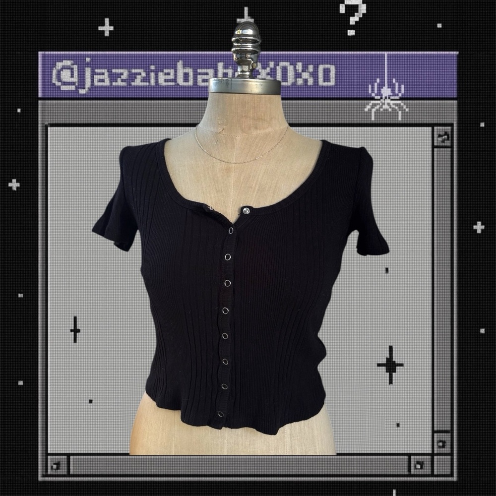 SO Black Ribbed Button-Down Women's Shirt